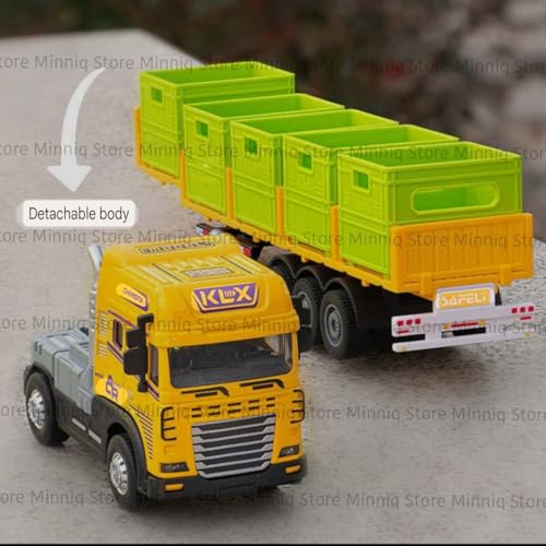 Image of Storage Basket Transport with Lights and Sounds Friction Powered Trailer Diecast Truck Toy for Kids [Pack of 1] (Storage Basket Transport Truck)