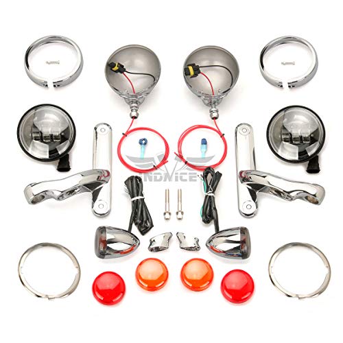 motorcycle spotlight street glide fog light bracket electra glide for harley turn signal lights road king chrome - Thumbnail 3
