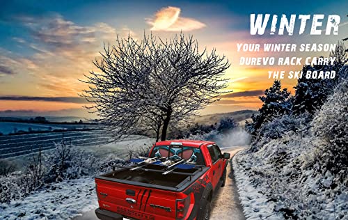 Image of Truck Rack with Two Cross Bars and Four Brackets for Pickup Bed, Universal Aluminum Black Bar Length Adjustable from Min 49 inch to Max 64 inch Works with Tonneau Cover that Mounts on Top of Rails