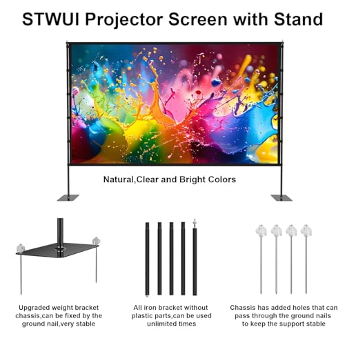Projector Screen and Stand 120 Inch