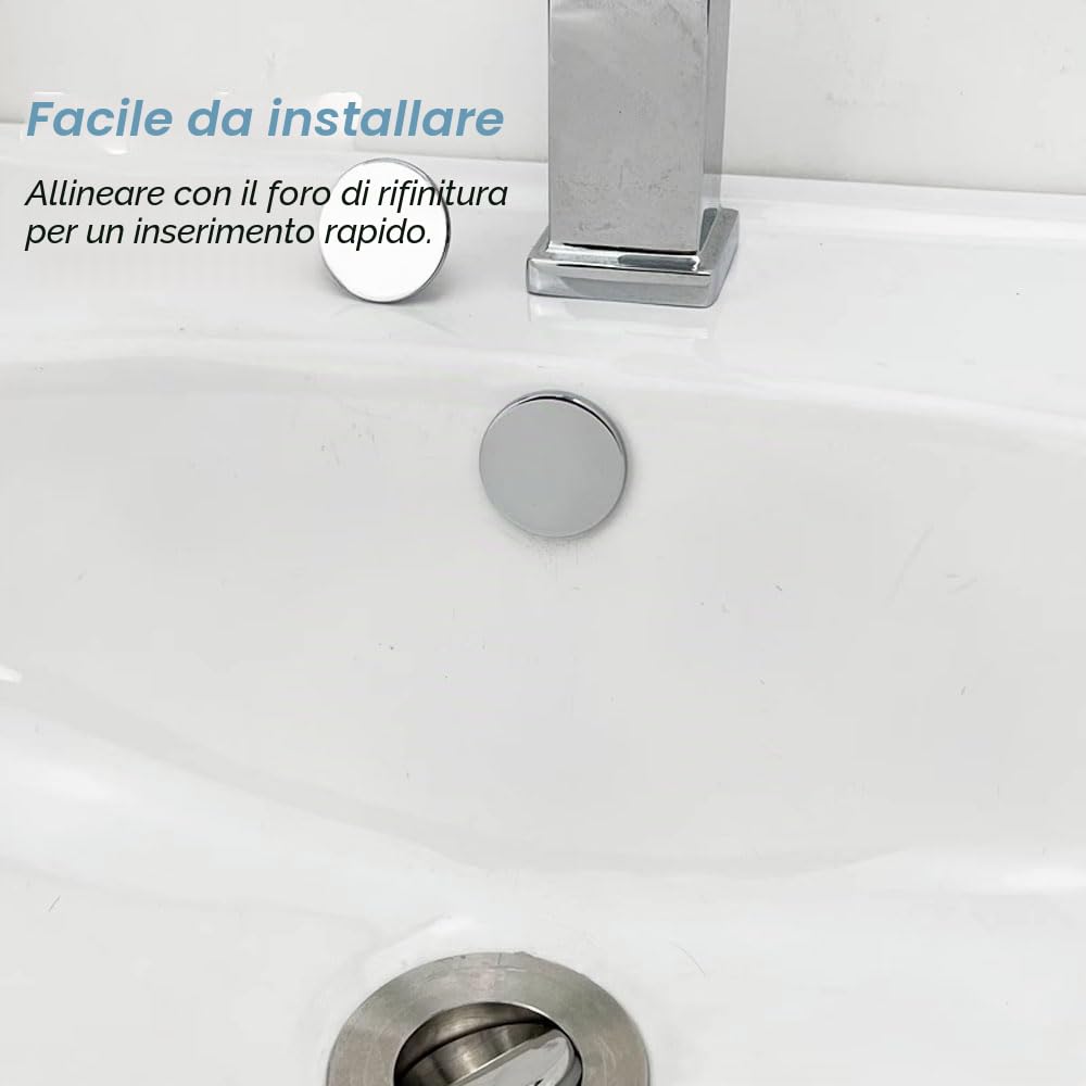 Anelli di Troppo Pieno, 4 Pezzi Anello di Troppo Pieno per Lavello, Copertura Rotonda de Troppopieno, Decorativo Straripamento Scarico Tappo, per Lavello, Bagno, Cucina