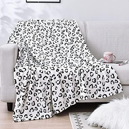 Vessia Oversized Flannel Fleece Velvet Blanket Throw Size(50x70 inch) - Leopard Pattern Lightweight Fuzzy Decor Blanket - Soft Cheetah Printed Blanket