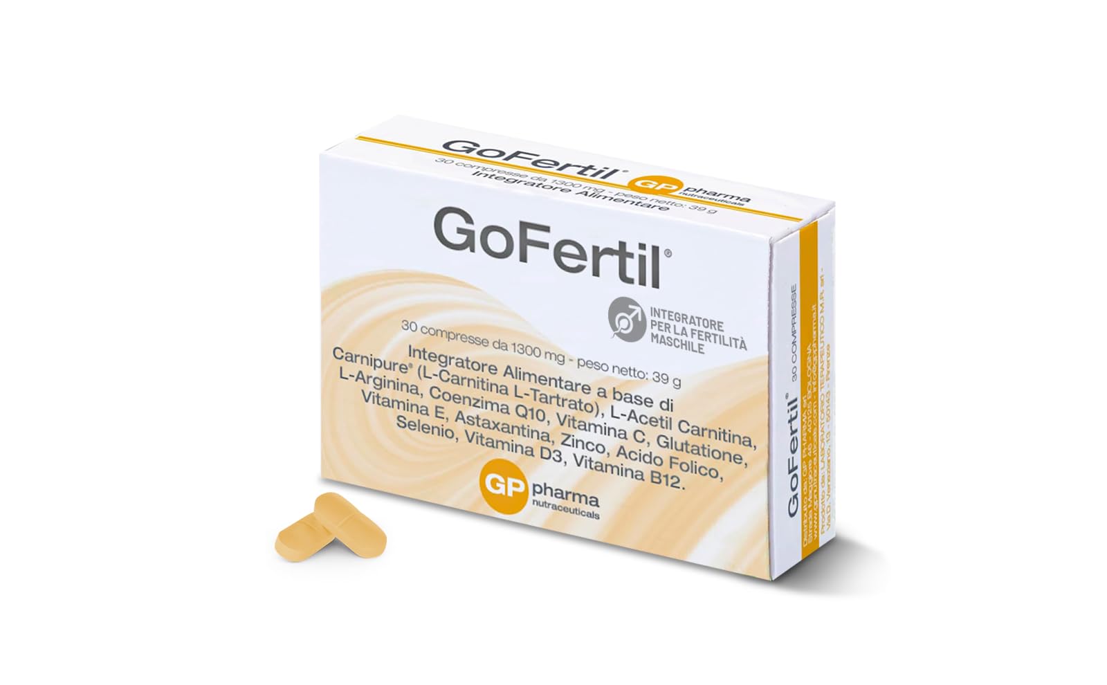 GoFertil® GP Nutraceuticals Integratore Fertilità Maschile, L-Carnitina Carnipure®, Arginina, Coenzima Q10, Zinco, Selenio, Glutatione, Astaxantina, Vitamine C E D3 B12, potenzia la fertilità