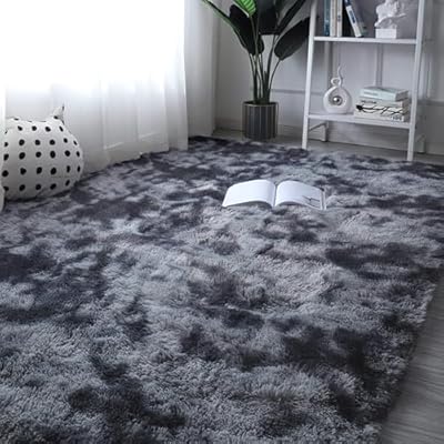 ROCYJULIN Area Rug 5x7 for Bedroom, Fluffy 5x7 Area Rugs for Living Room, Ultra Soft 5x7 Rug Non-Slip Shag Fuzzy Rug for Nursery, Kids, Girls, Boys, Grey