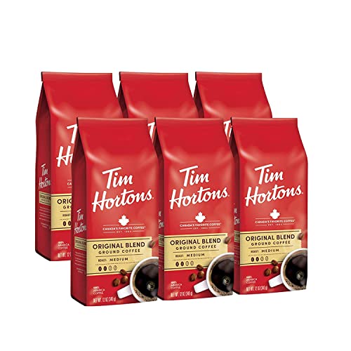 Tim Hortons Original Blend, Medium Roast Ground Coffee, Perfectly Balanced, Always Smooth, Made With 100% Arabica Beans, 12 Ounce (Pack Of 6) #TOP1