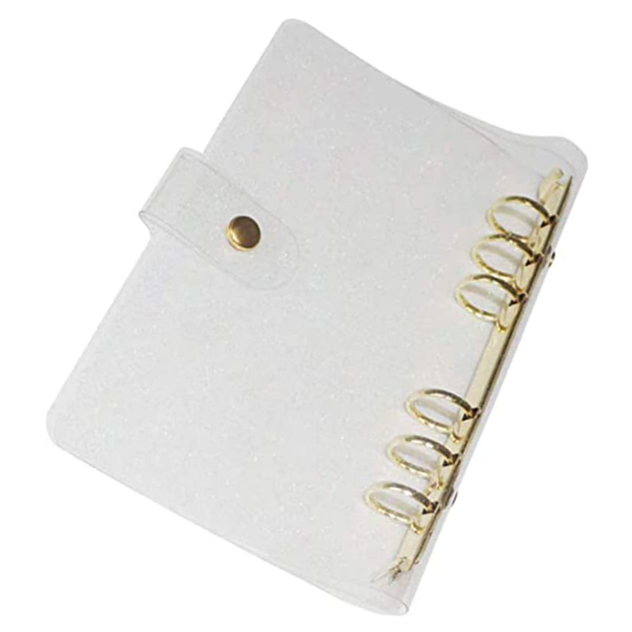 POPETPOP Classeur A6 Transparent en PVC Classeur à 6 Anneaux Protège-Cahier Pailleté pour Agenda et Voyage Fournitures de Bureau