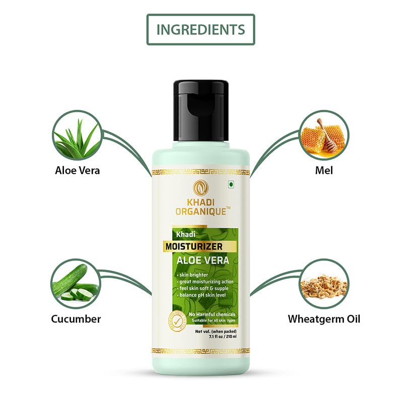 Image of Khadi Organique Aloevera Moisturizer Suitable For All Skin Types - 210 ml (Pack of 1)