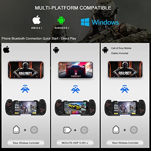 Joso Wireless Controller For Android, Iphone, Direct Play, Stretchable, Gaming Controller Gamepad Joystick For Iphone 14 13 12 Pro Max, Galaxy S23 S22 Ultra, Cod Mobile, Genshin Impact #TOP6