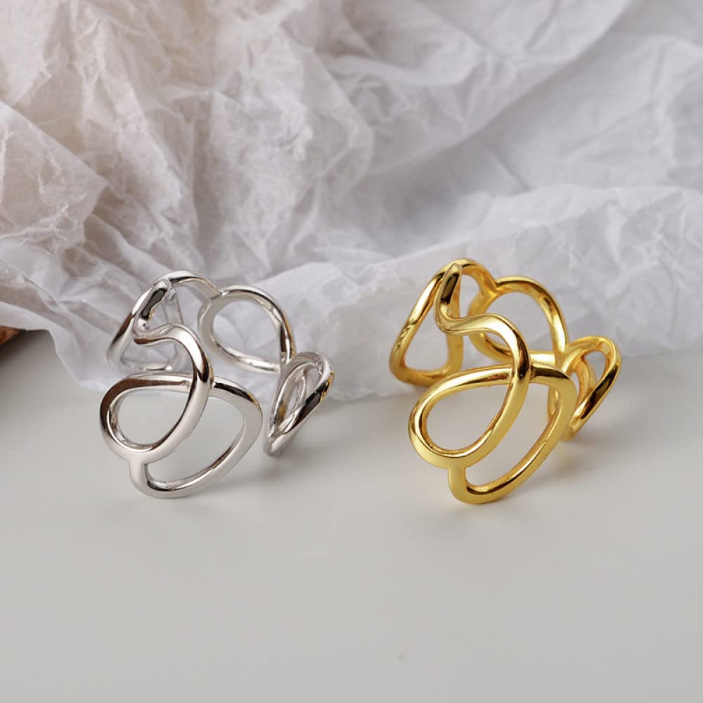 Anello In Argento Sterling 925,Anelli Regolabili Per Le Donne Linea Rotonda 925 Anelli Di Eternità Scavati Geometrici In Argento Sterling Anelli Di Fidanzamento Di Nozze Placcati In Oro Anelli Di P