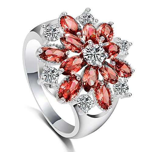 Bague fleur zircon femme avec gemme ovale de soirée et bijoux tendance pour grand événement
