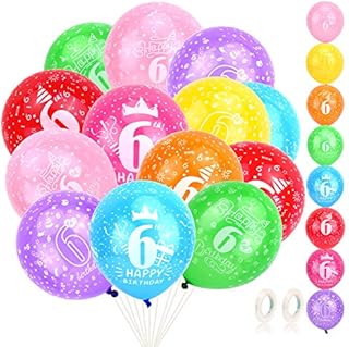 HOWAF 1st Birthday Balloons, Pack Of 24 First Birthday Decorations Multicoloured Party Balloons Printed Latex Balloons & 2 Ribbons for kids Happy Birthday Party Decorations Girls Boys - 12 inch(Age 1)