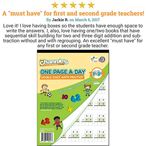 Channie's One Page A Day Double Digit Math Problem Workbook For 1St Graders, 2Nd Graders, And 3Rd Grade Simply Tear Off On Page A Day For Math Repetition Exercise! Addition And Subtraction Workbook #TOP1
