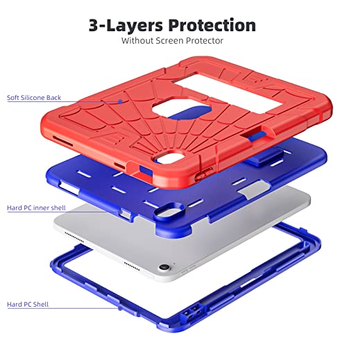 Sibeitu Case for iPad 11th A16/ 10th Generation 10.9 Inch 2025/2022, Hard 10th Gen i Pad Case with Stand & Pencil Holder, Shockproof Protective 10.9 inch iPad 10th Gen Cover for Kids Girls Boys, Red