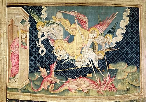 Tableau St Michel et ses anges combattant le dragon 60x90cm