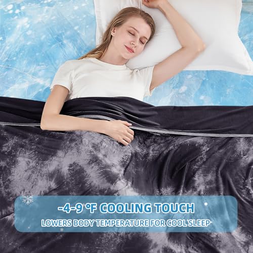 Image of inhand Cooling Throw Blanket (50 inchx60 inch), Cooling Blankets for Hot Sleepers, Absorbs Heat to Keep Adults Cool for Summer Nights Sweats, Thin Cold Lightweight Blanket for Couch Bed, Black