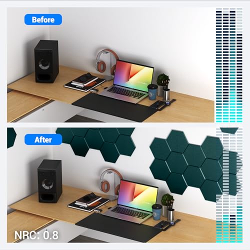 Image of Acoustic Panels, Magrowill 12-Pack Soundproof Wall Panels 12 X 10 X 0.4 Inches, Sound Absorbing Panels with Full Self-Adhesive, Interior Wall Decor Felt Tiles Board