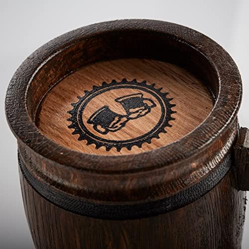 Large Wooden Beer Mug - Oak - Handmade with Amazing Craftsmanship and Quality Materials - Lined with Metal - Heavy Duty - Sturdy - Long Lasting