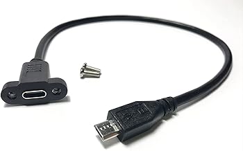 Access <25cm> Threaded USB Type C to Micro USB Converter Cord Type C Female to Paramount Type Micro USB Male Converter Cord EC22-P-ST