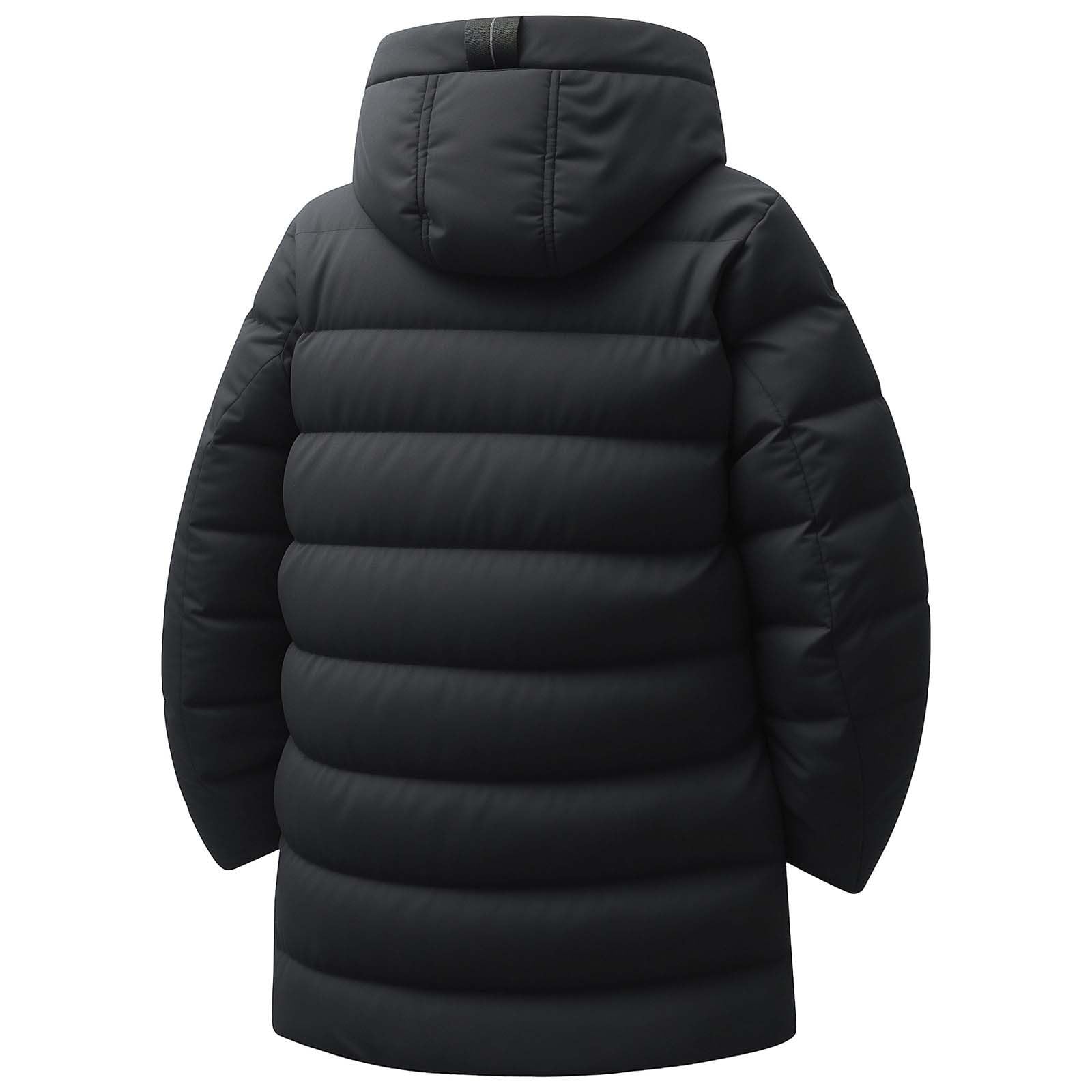 Generisch Wintermantel Lang Herren Steppjacke Hooded Winddicht Winterjacke Winterparka Herren mit Full Zip Skijacke Snowboard Puffer Jacke Daunenjacken Regular