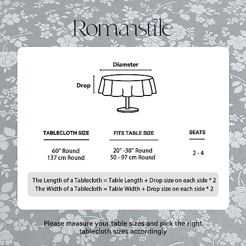 Image of Romanstile Waterproof Vinyl Tablecloth Round, 60 x 60 Inch, Rose Grey