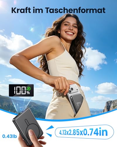PDBEST Magnetische Power Bank für Magsafe 10000mAh Externe Handyakkus – Ansicht 6