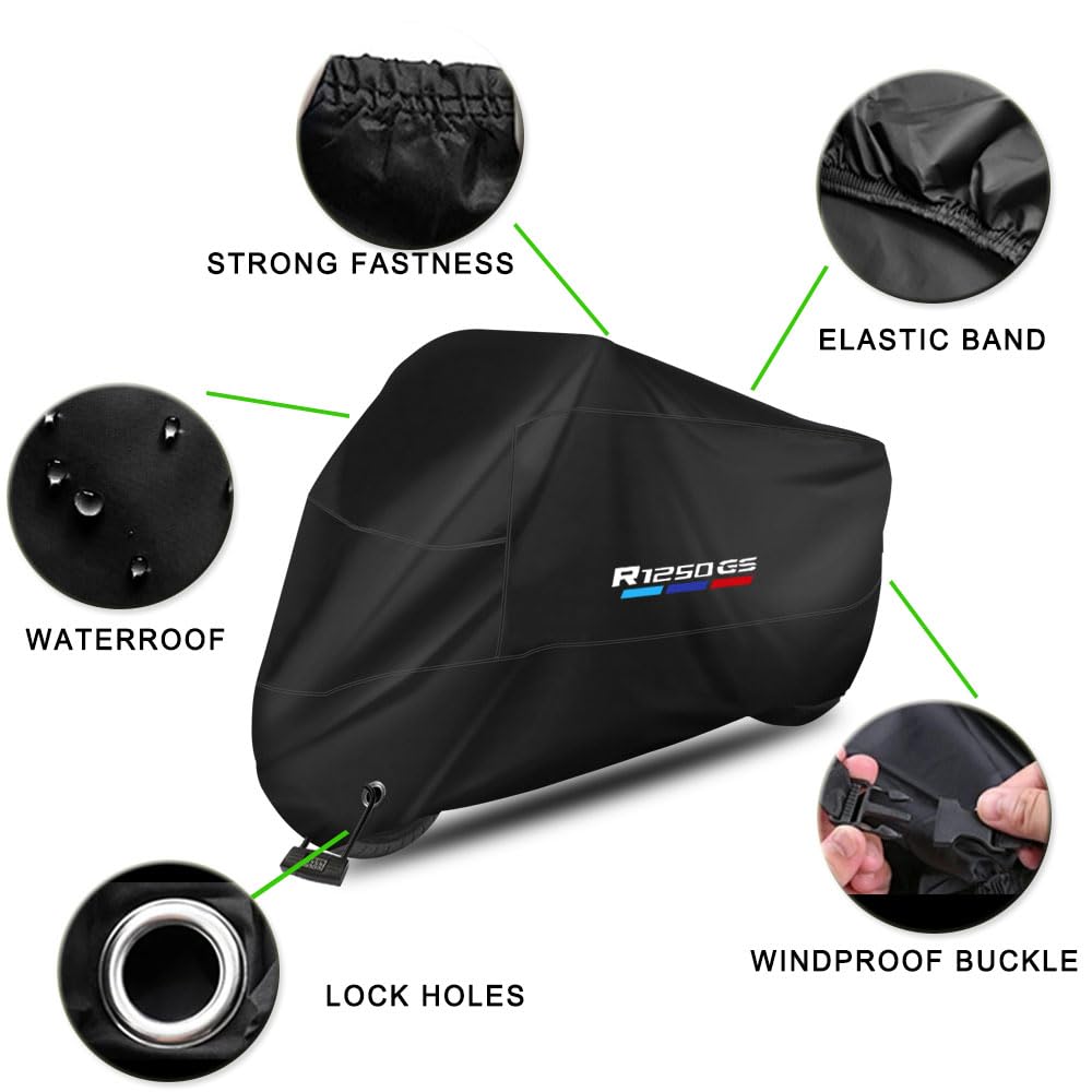 Telo coprimoto impermeabile, antipolvere, antipioggia, antivento, anti-uccelli, in poliestere 210D, antifurto per moto e scooter R1250GS R 1250 GS R1250 GS ADV (290 * 110 * 140 cm)
