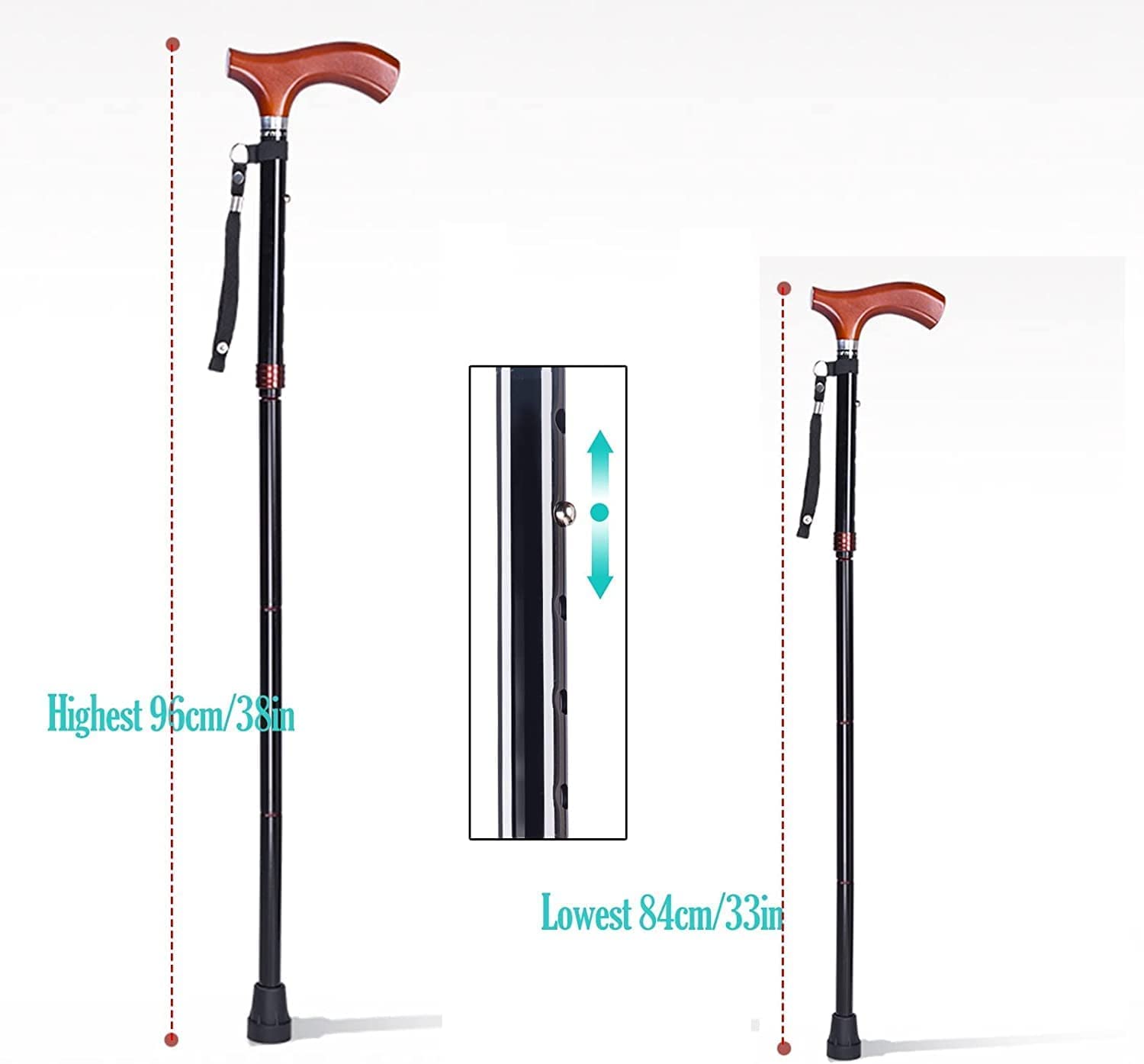 Muletas portátiles para Adultos Bastones Plegables de Aluminio de Altura Ajustable Bastones Ligeros para Personas Mayores Muletas de Viaje/a