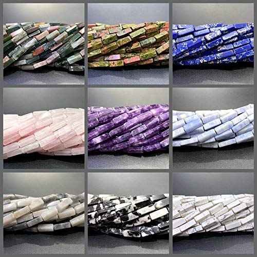 Cuentas De Piedra Natural Soplada Rectangulares En Forma De Tubo De 4x13mm 38cm/str Cuentas Sueltas De Piedras Preciosas Semipreciosas Para Hacer Pulseras, Collares, Pendientes