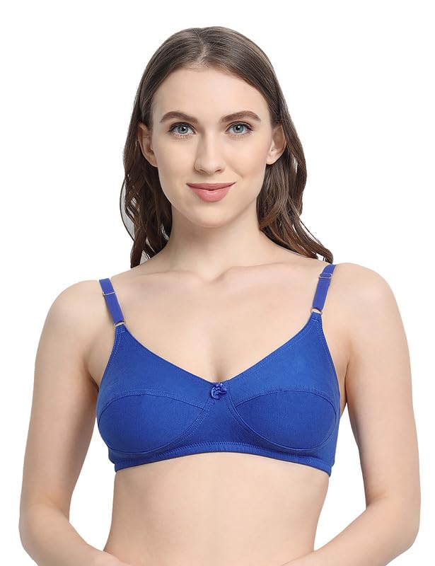 Image of VSTAR HANA Non-Wired Non-Padded Cotton Knitted Full Coverage Bra for Women with Double Layered Seamed Cups