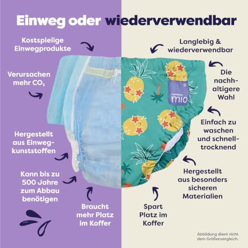 Bambino Mio, revolutionäre wiederverwendbare Schwimmwindel für Babys und Kleinkinder, Jungen und Mädchen, Alberne Ananas, S (<6 Monate) – Ansicht 4
