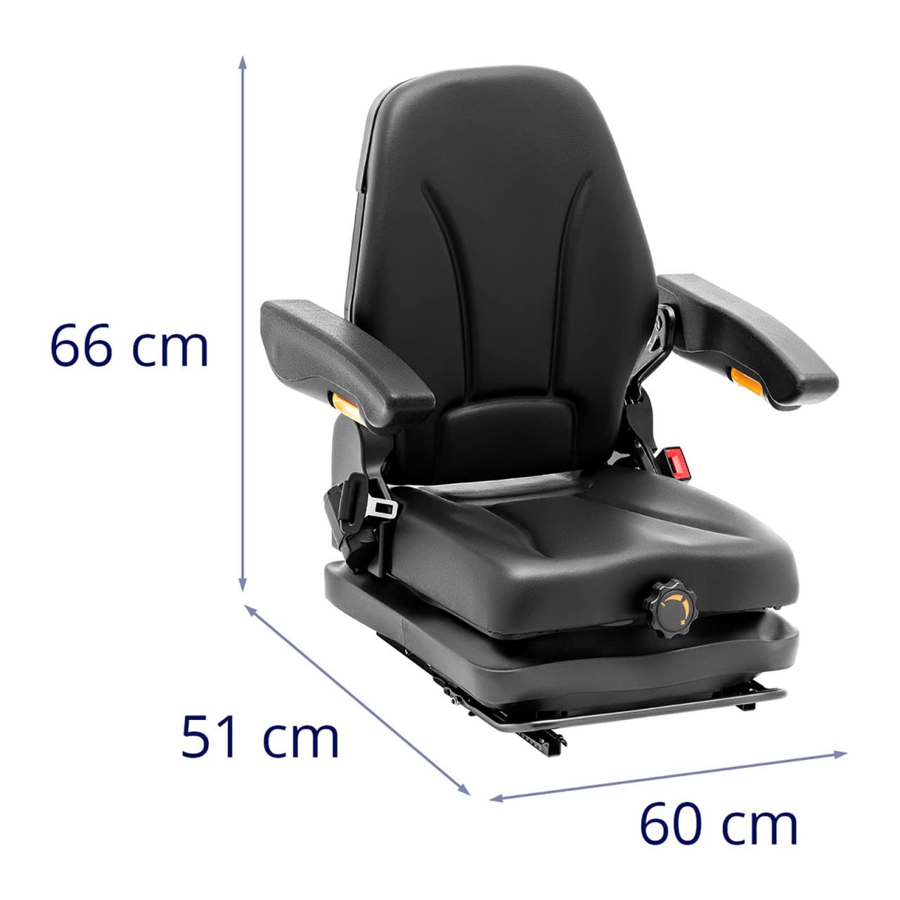 Asiento para tractor HT-RUNDLE-16, 42 x 47 cm, ajustable, suspensión, tractor, asiento elevador