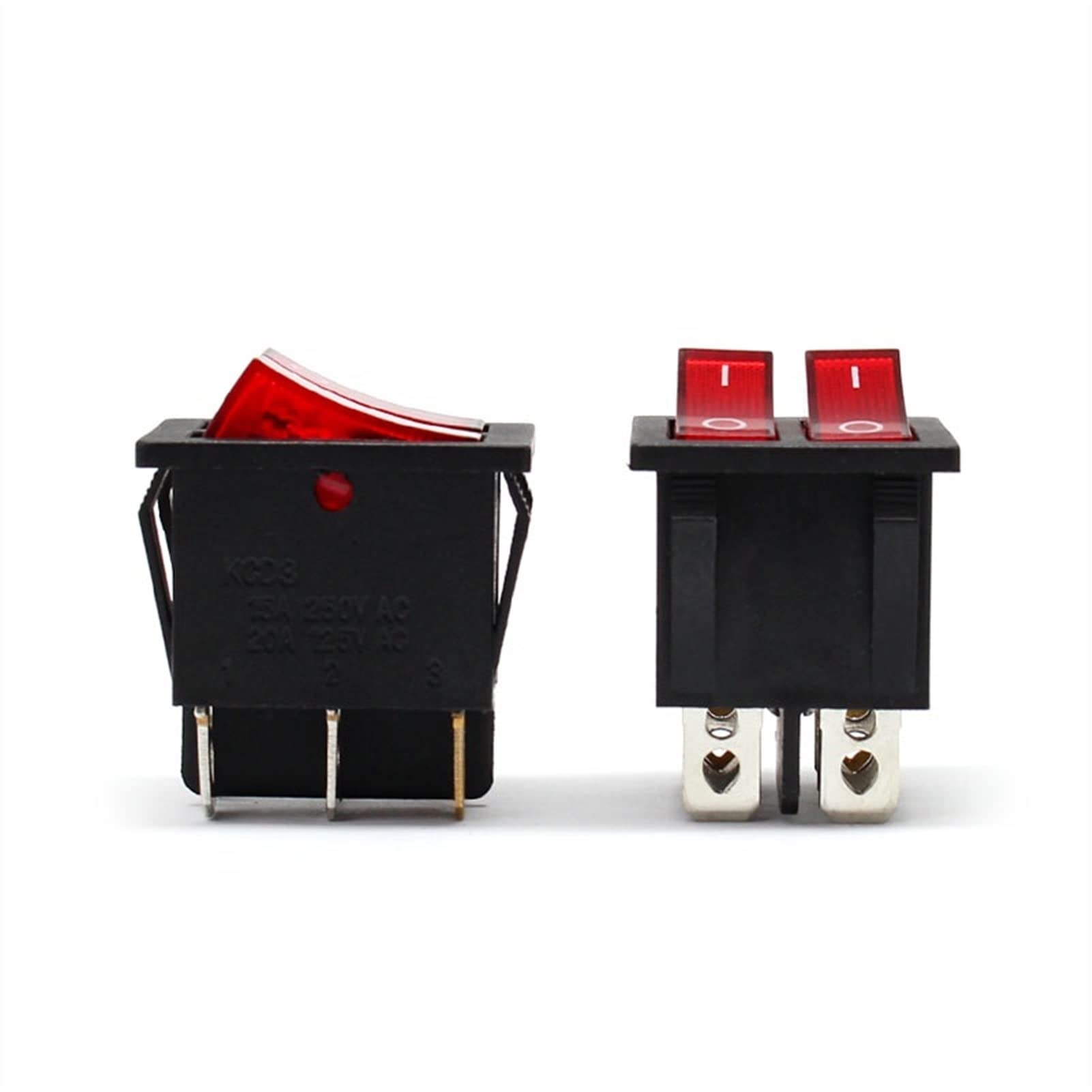Micro interruptor Kcd4 15A 250v AC doble polo interruptor basculante de doble banda 2 vías rojo cobre pin rojo 220v lámpara interruptor de encendido y apagado con 6 pines Accesorios interruptores indu
