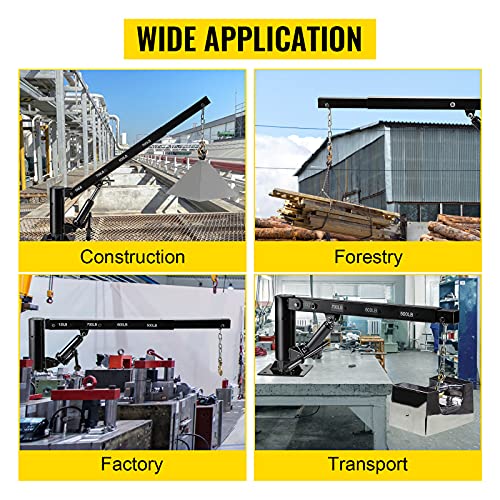 Vevor Davit Crane, 1100Lbs Pickup Truck Crane, 360°Swivel Design, Hydraulic Crane Hoist Telescopic Hoist Crane For Truck, Crane Hitch For Lifting Goods In Construction, Factory, And Transport #TOP6