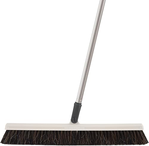 Miniatura 14 de Escoba vertical de pelo de caballo – Barredora de cocina giratoria de 18 pulgadas con cerdas suaves para pelo de perro, suelos de madera dura y