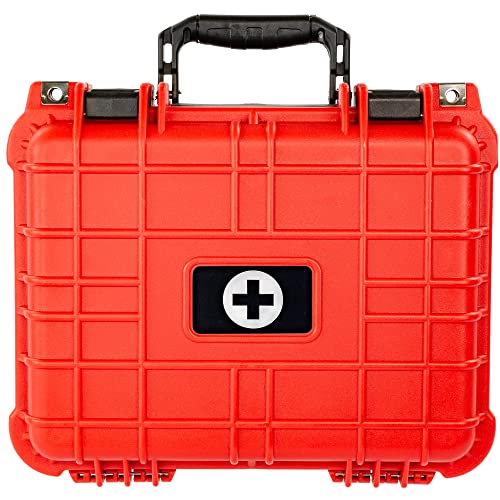Image of Eylar Large 13.37 Inch Hard Protective Medical Case EMT First Responder and First Aid Service Storage Box, Waterproof, Dustproof, Shockproof with Foam (Red)