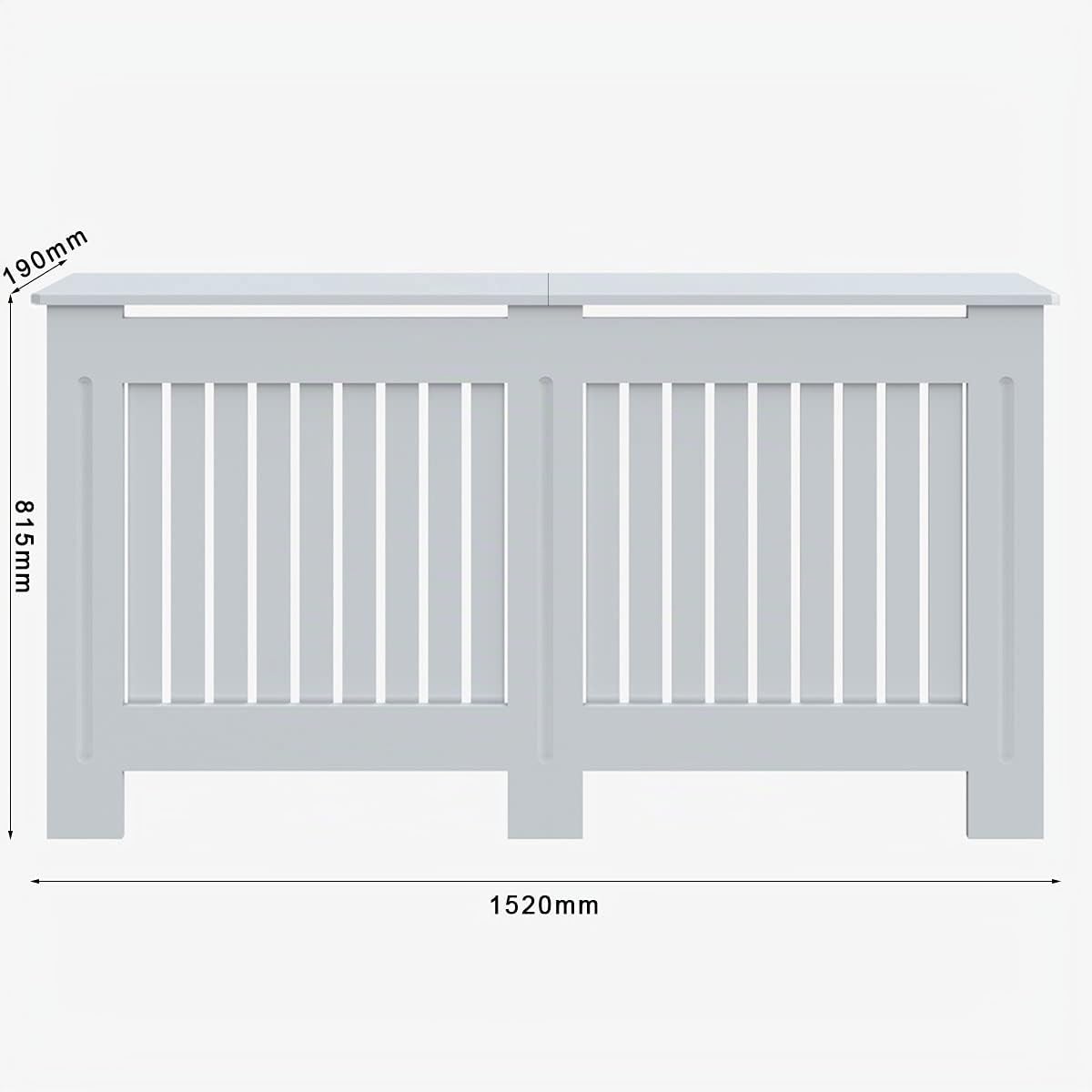 ELEGANT Heizkörperverkleidung, 152x19x81.5cm, Lackiert, Vertikal Lamell, Weiß | Heizkörperabdeckung, Heizkörperschutz, Schrank Heizkörper Abdeckung für Wohnzimmer, Schlafzimmer, Küche, Modern, Holz