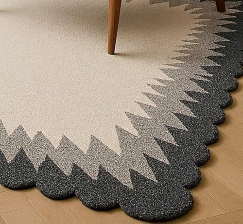 Image of Modern Abstract Hand Tufted Wool Floor Carpet for Home decore Living Room|Home and Bedroom & Hall 6x8 feet (180 x 240cm) Beige H27