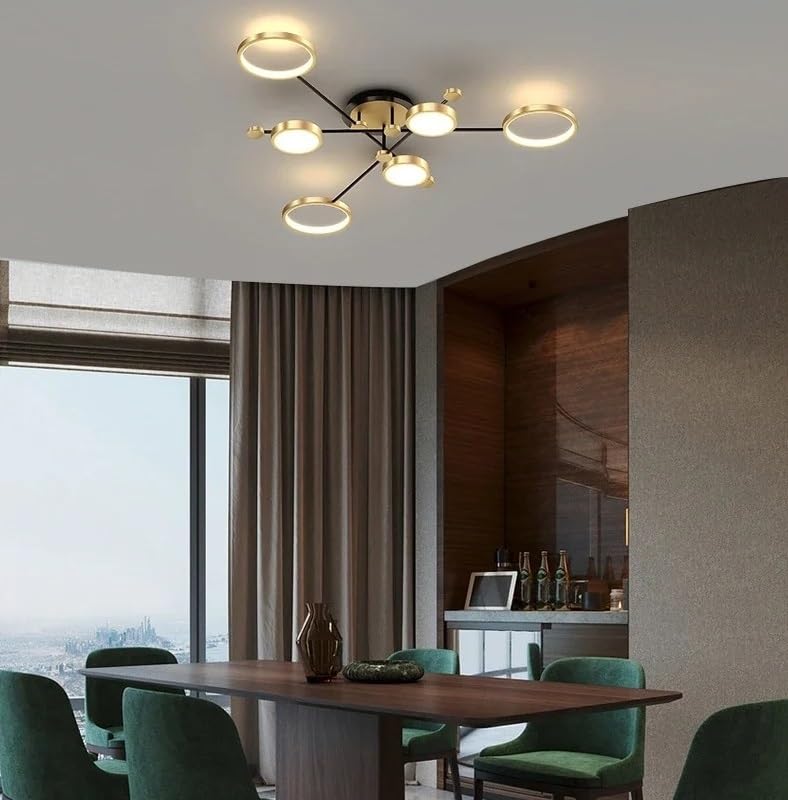 Lustre LED minimaliste nordique dimmable et suspension or de styliste