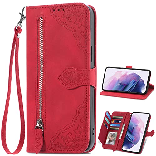 BAILI Handyhülle für Samsung Galaxy M21/M30S Hülle, Reißverschluss Tasche Flip Handytasche für Samsung Galaxy M21/M30S Hülle