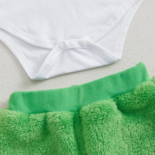 Lamuusaa Newborn Baby Boy Christmas Outfit The Baby Who Stole Christmas Romper Warm Plush Long Pants Xmas Hat Set 0-12M4