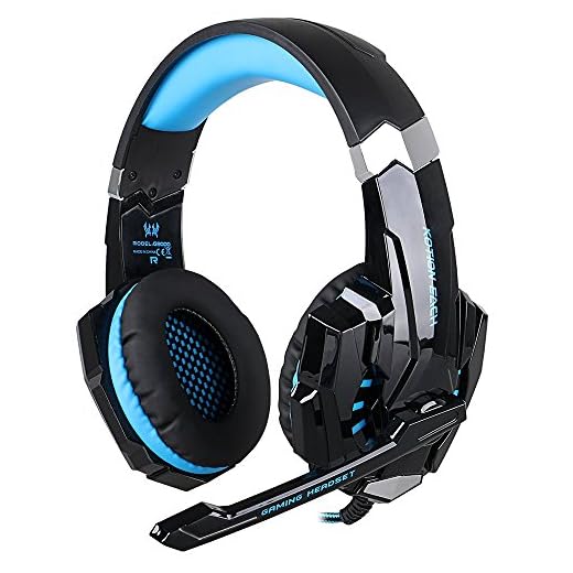ÁpexTech KOTION EACH G9000 3,5 mm KOTION deindesign Gaming Headset Auriculares estéreo con micrófono luz LED para PlayStation 4 Tablet PC teléfonos móviles mediante(Negro+Azul)