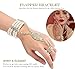 Metme 1920s Flapper Bracelet Ring Set Gatsby Accessories Imitation Pearl Crystal Bracelet Adjustable Ring