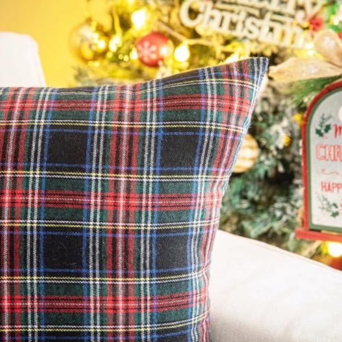 Image of AQOTHES Christmas Plaid Decorative Throw Pillow Covers Black 12x20 Inches