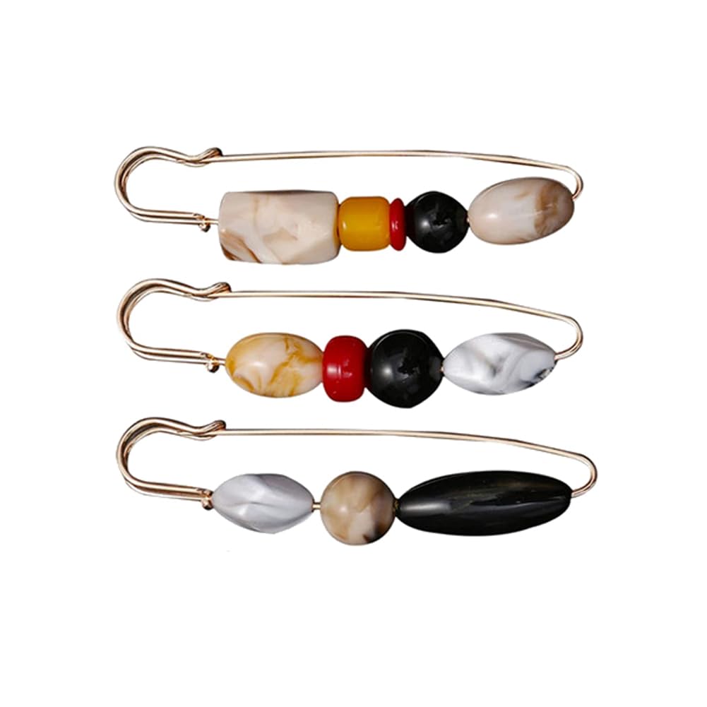 ARFUKA Safety Pins Large Safety Pins Women Brooch Pins Cinch Clip Cardigan Clips for Women Skirts Sweater Scarf Lapel Hat Accessories Pack of 3
