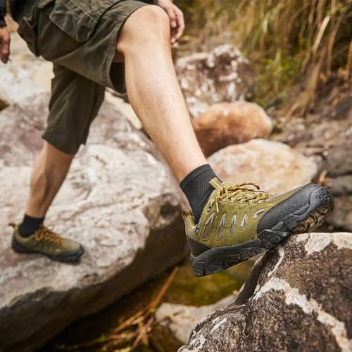 Image of SHULOOK Men's Waterproof Hiking Shoes Lightweight Anti Slip Outdoor Ankle Boots Breathable Hike Trekking Trails Shoe