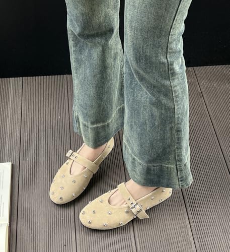 Niction Suede Flats for Women Casual Round Toe Flat Shoes Cute Ballet Flats Shoes Comfortable Dressy Outdoor Mary Jane Shoe 20252