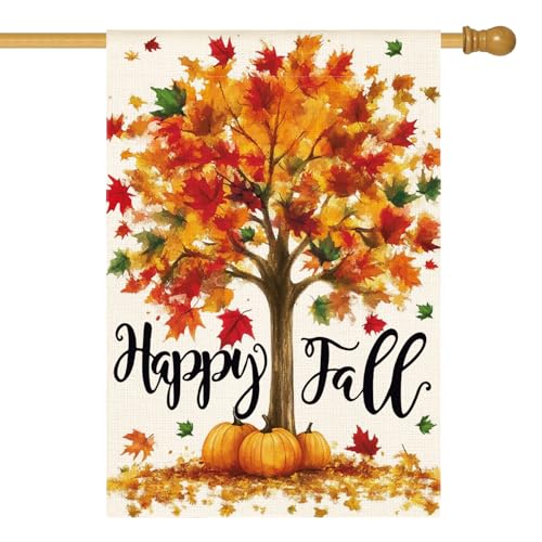 AVOIN colorlife Fall House Flag 28x40 Inch Double Sided Outside