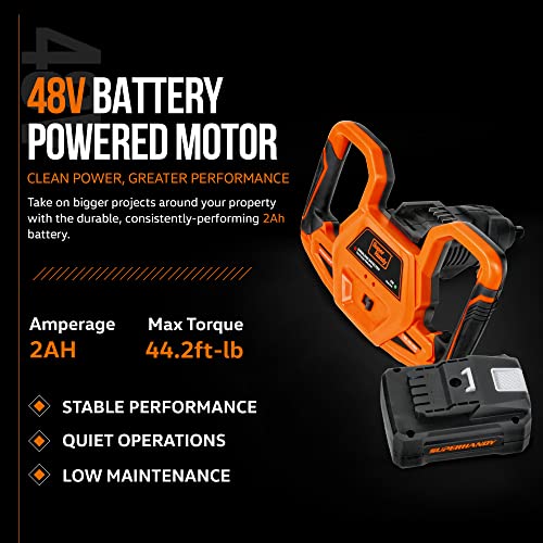 Superhandy Earth Auger Power Head W/Steel 6"X30" Bit Ultra Duty Electric Cordless Lithium-Ion Battery & Charger For Earth Burrowing/Drilling & Post Hole Digging (Earth Auger 6" Set) #TOP5