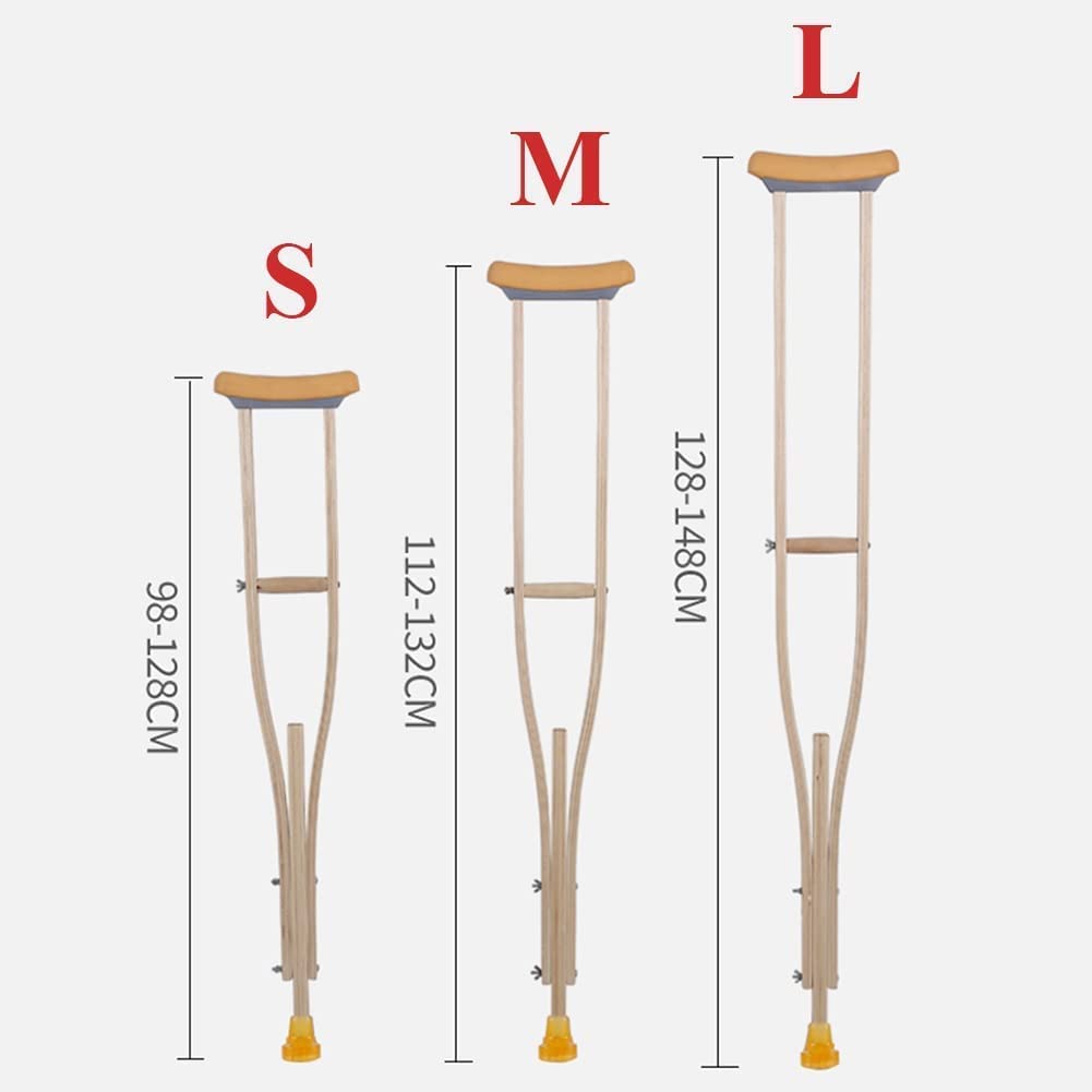 Muletas para axilas para adultos Bastones de madera ligeros Bastones teleajustables de altura antideslizantes para uso en personas mayores/S-1/2 piezas