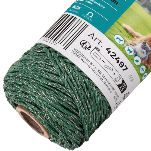VOSS.farming Fil pour clôture de pâturage de, 100m, 3x0.20 NIRO, Vert Fil pour clôture de pâturage